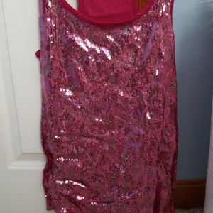 Dkny Pink Sequin Racerback Tank